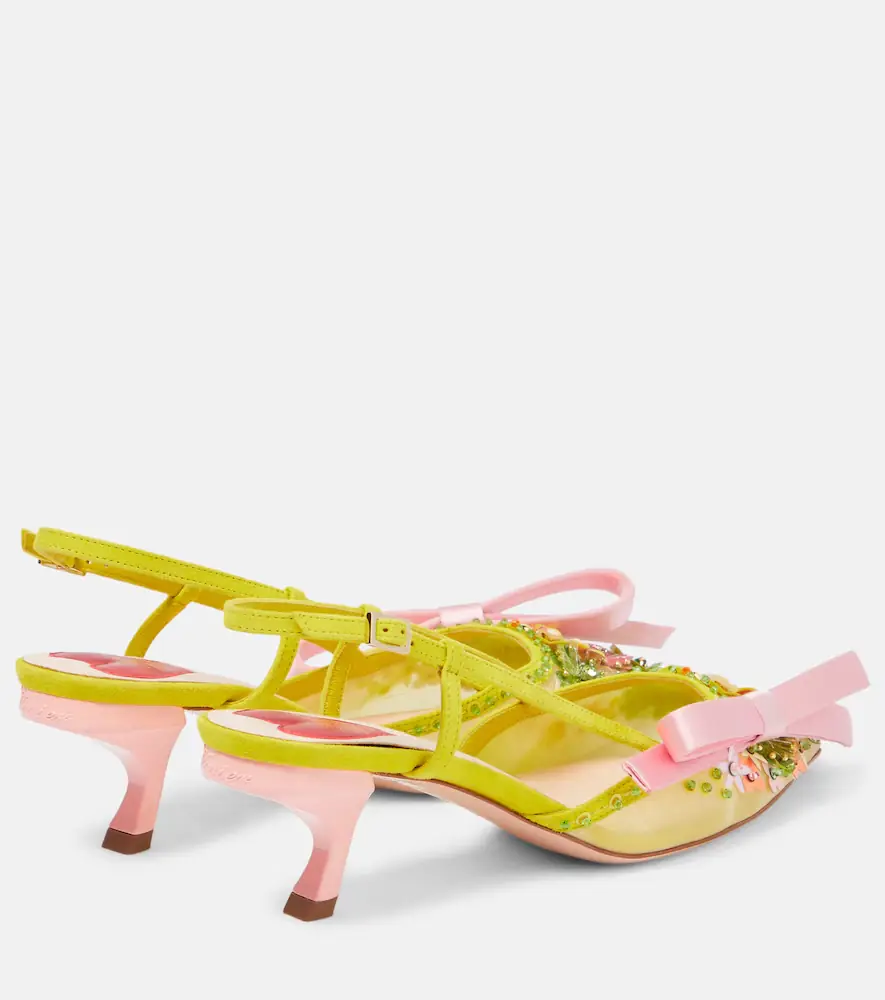 Roger Vivier Virgule embellished satin slingback pumps | Thumbnail 4