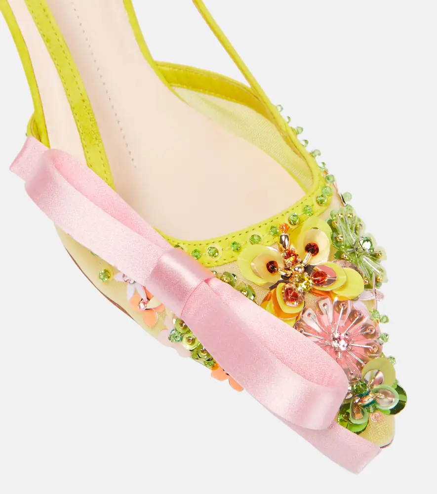 Roger Vivier Virgule embellished satin slingback pumps | Thumbnail 5