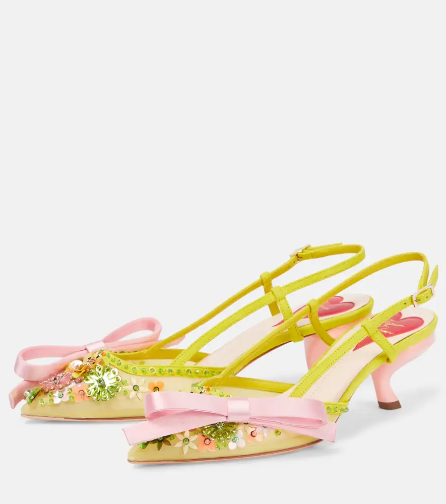 Roger Vivier Virgule embellished satin slingback pumps | Thumbnail 6