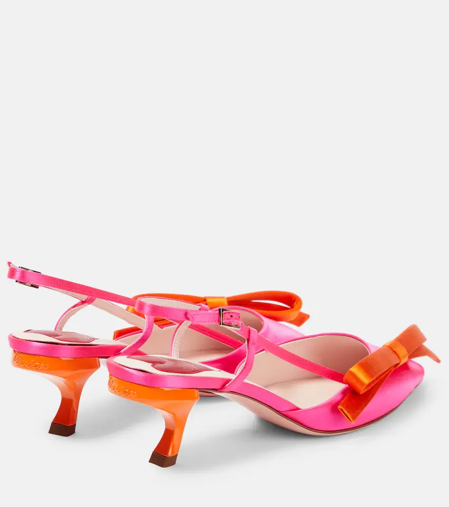 Roger Vivier Virgule bow-embellished satin slingback pumps | Thumbnail 2