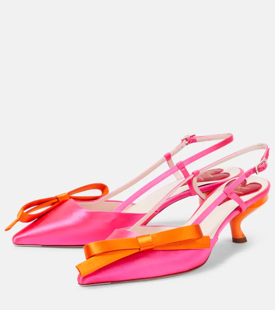 Roger Vivier Virgule bow-embellished satin slingback pumps | Thumbnail 3