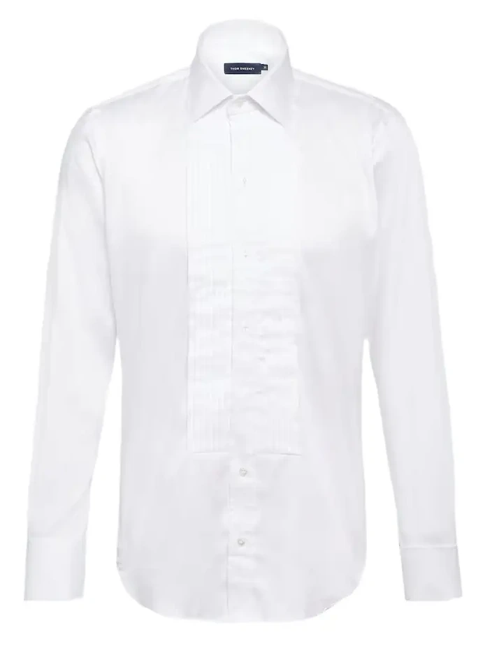 Thom Sweeney Cotton-blend poplin tuxedo shirt