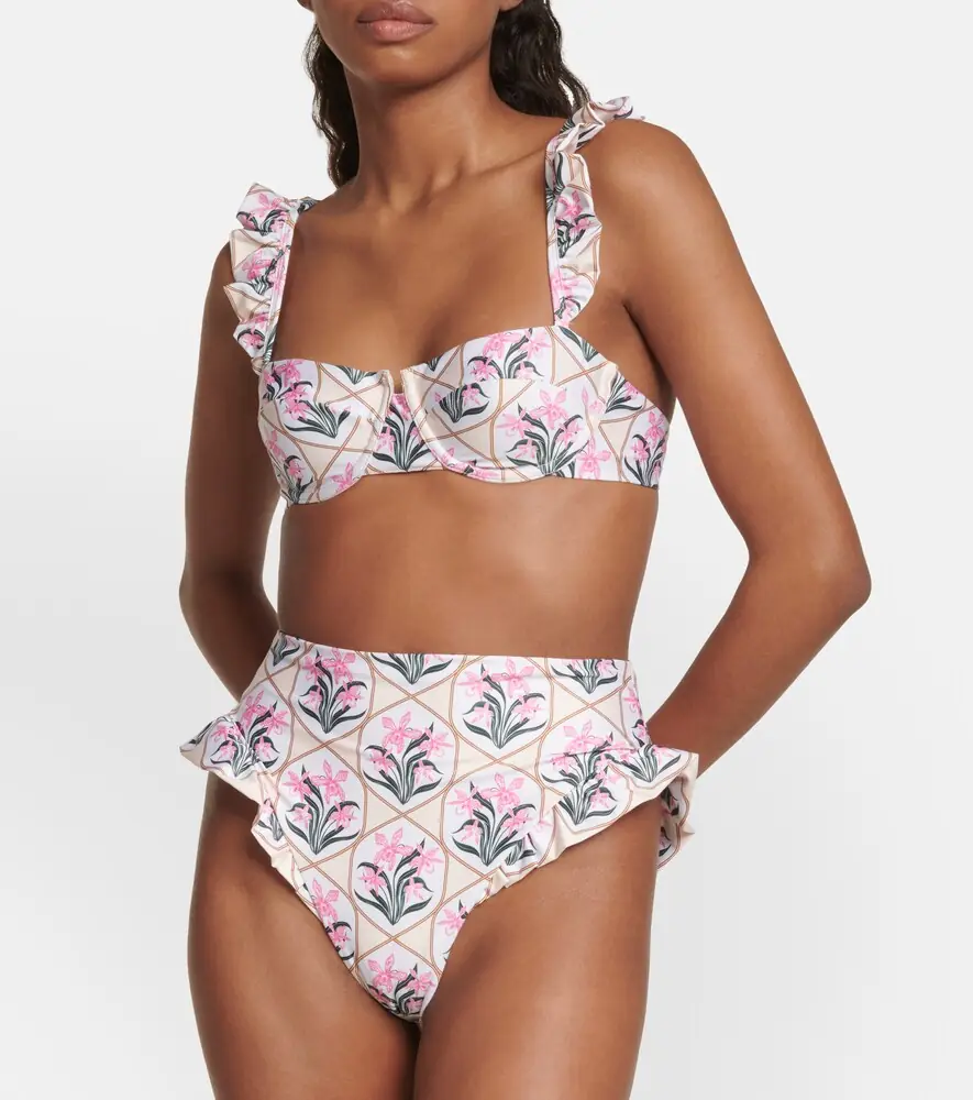 Agua by Agua Bendita Kiwi Orquidea floral bikini top | Thumbnail 3