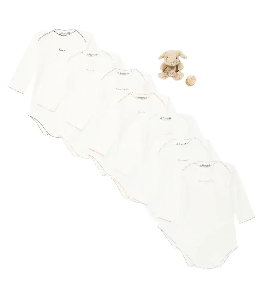 Bonpoint Set of 7 cotton onesies, bunny, and tooth box | Image 1 Bonpoint Set of 7 cotton onesies, bunny, and tooth box | Image 1