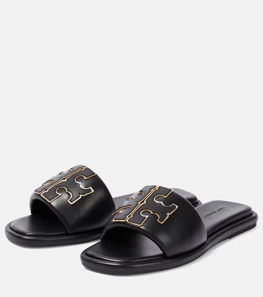 Tory Burch Double T leather slides | Thumbnail 2 Tory Burch Double T leather slides | Thumbnail 2