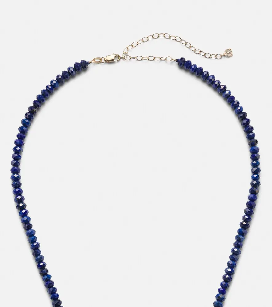Sydney Evan 14kt gold beaded necklace with diamonds and lapis | Thumbnail 2 Sydney Evan 14kt gold beaded necklace with diamonds and lapis | Thumbnail 2