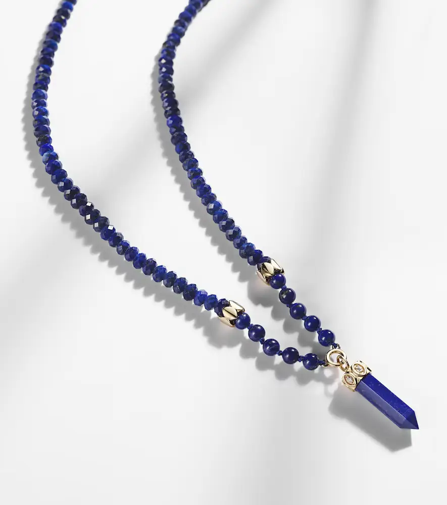 Sydney Evan 14kt gold beaded necklace with diamonds and lapis | Thumbnail 4 Sydney Evan 14kt gold beaded necklace with diamonds and lapis | Thumbnail 4