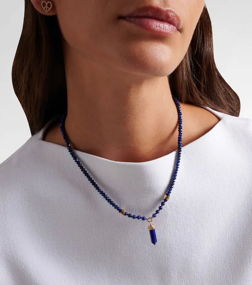 Sydney Evan 14kt gold beaded necklace with diamonds and lapis | Thumbnail 5 Sydney Evan 14kt gold beaded necklace with diamonds and lapis | Thumbnail 5