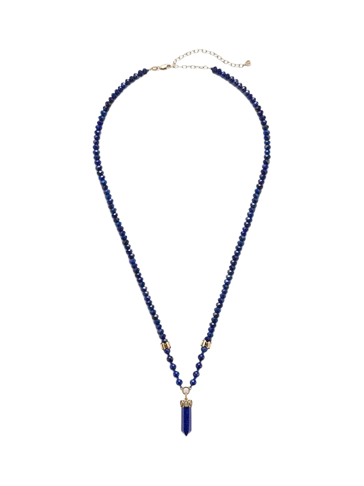 14kt gold beaded necklace with diamonds and lapis 14kt gold beaded necklace with diamonds and lapis