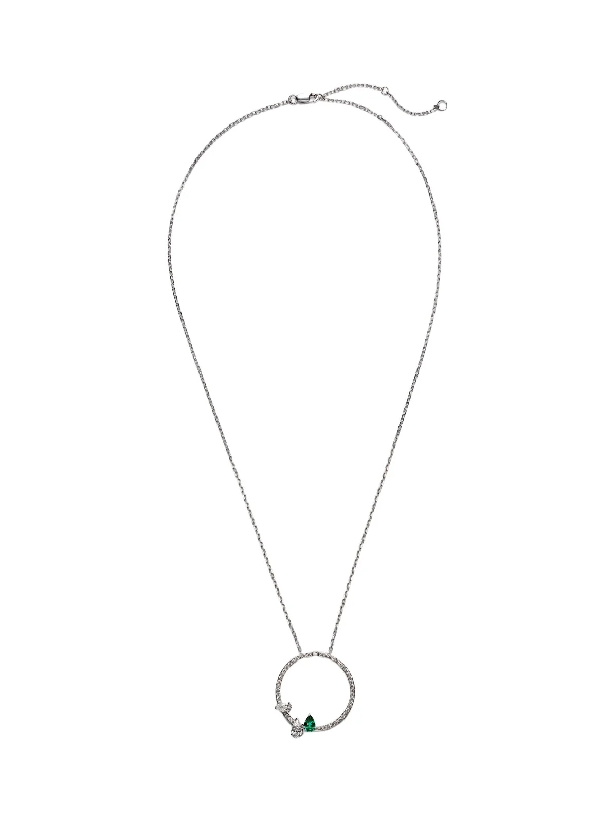 Repossi Serti Sur Vide 18kt white gold necklace with diamonds and emerald