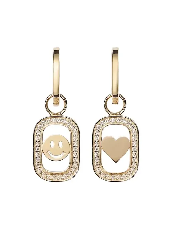 Open Icon 14kt gold drop earrings with diamonds
