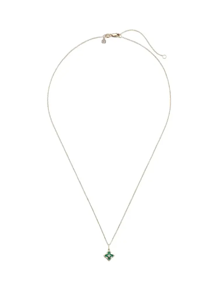 Mini Moroccan 14kt gold necklace with enamel and diamond