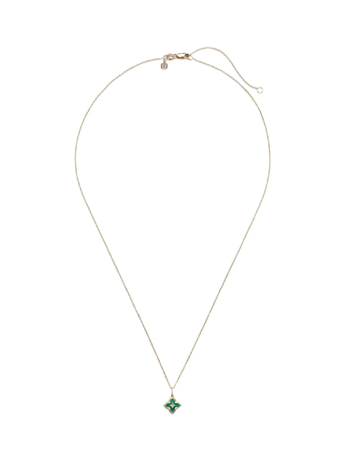 Mini Moroccan 14kt gold necklace with enamel and diamond