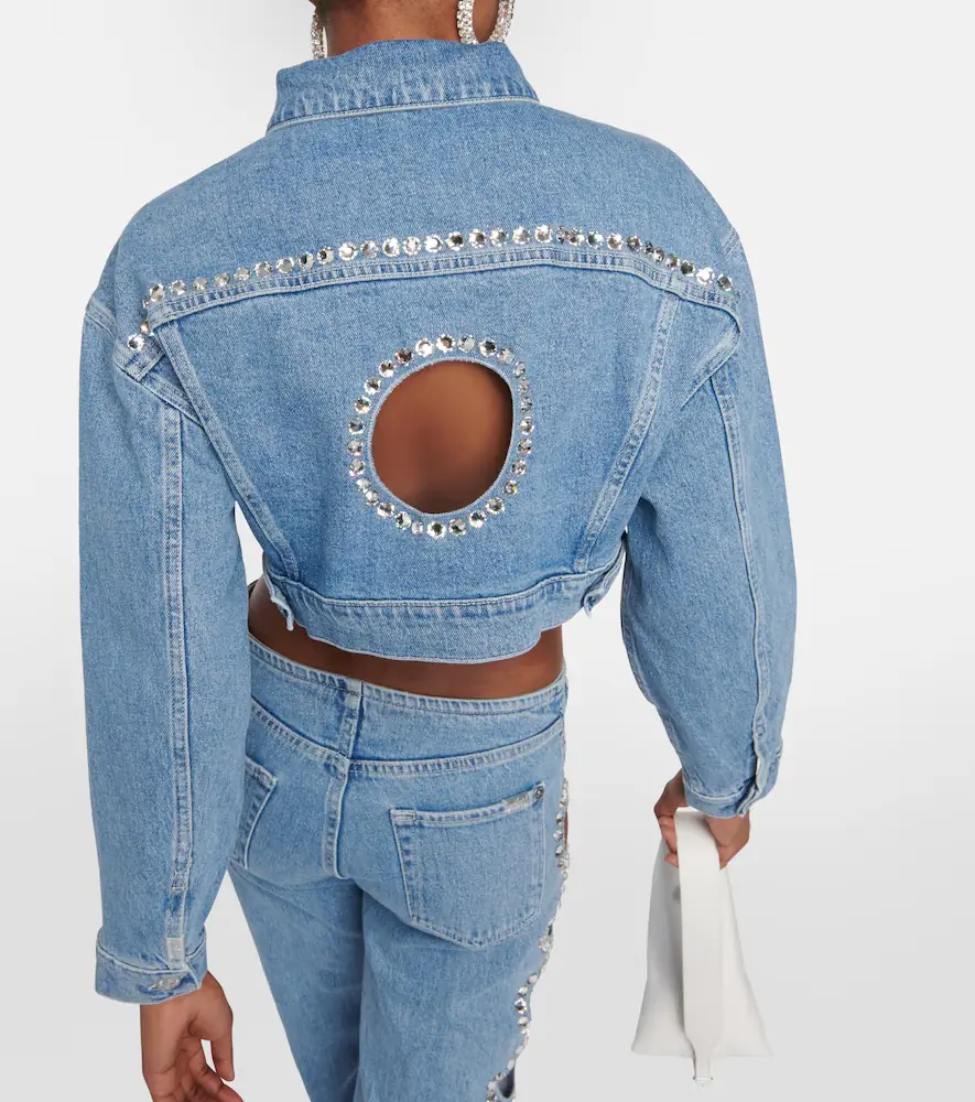 7 For All Mankind Babe embellished cropped denim jacket | Thumbnail 5