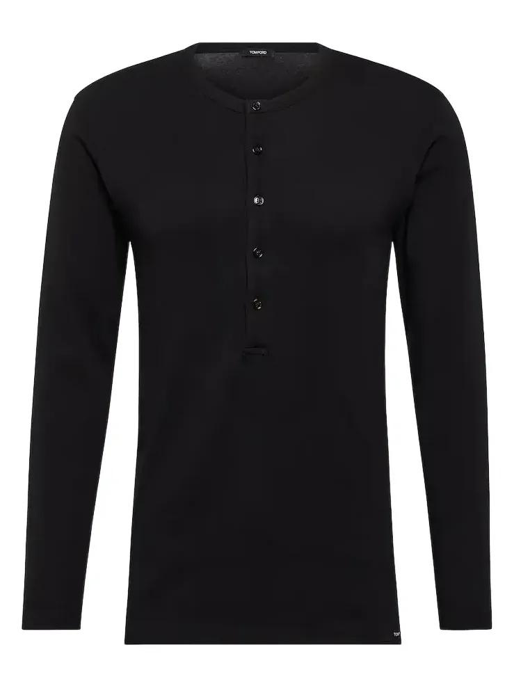 Cotton-blend henley shirt