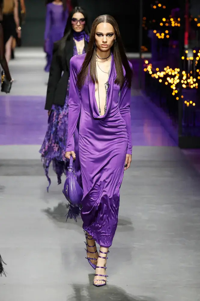 Versace Cowl-neck draped satin gown | Thumbnail 2