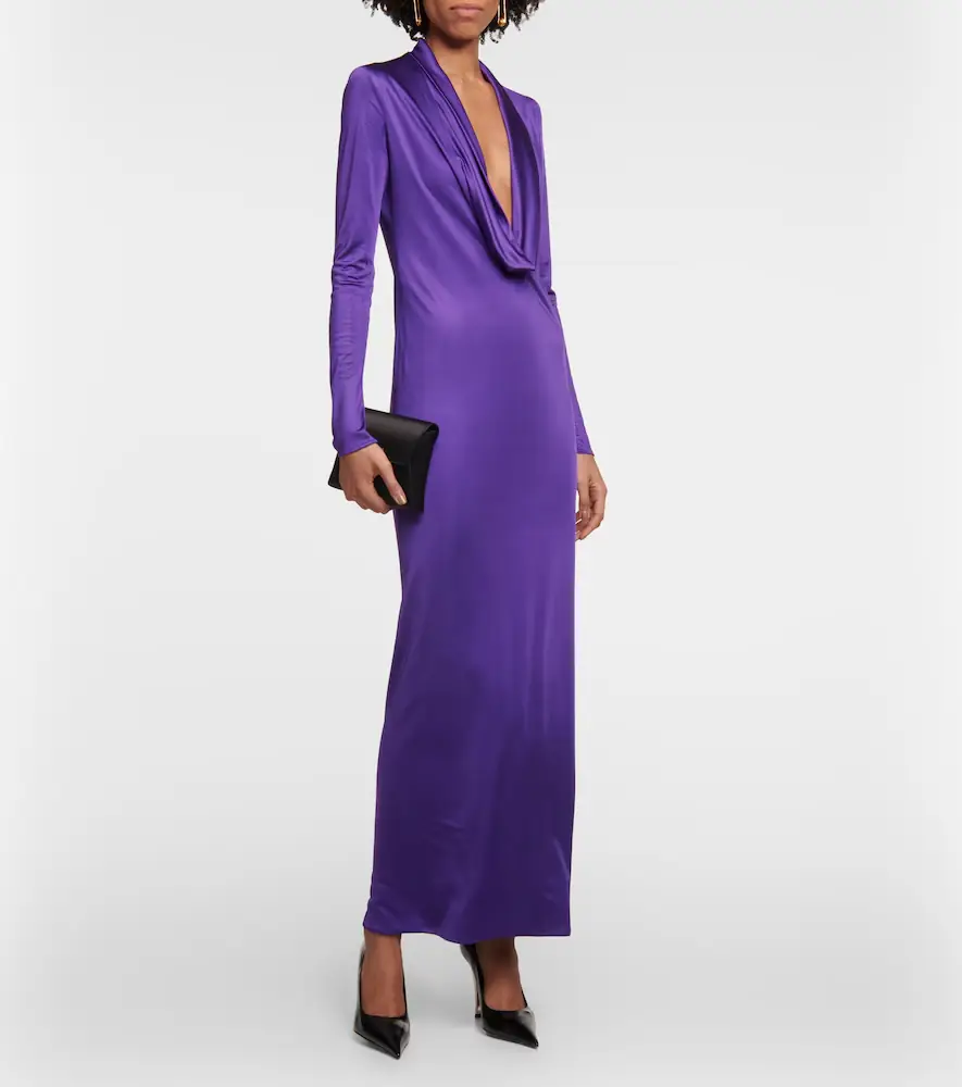 Versace Cowl-neck draped satin gown | Thumbnail 3