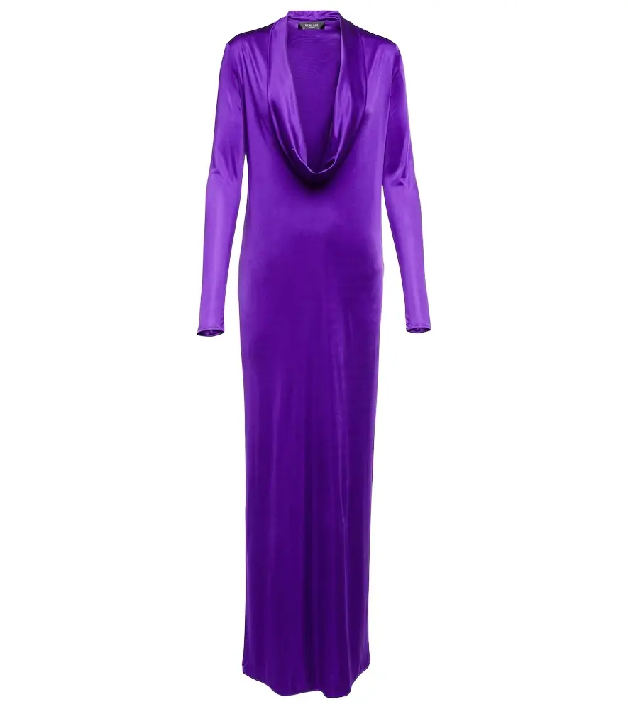Versace Cowl-neck draped satin gown | Image 1 Versace Cowl-neck draped satin gown | Image 1
