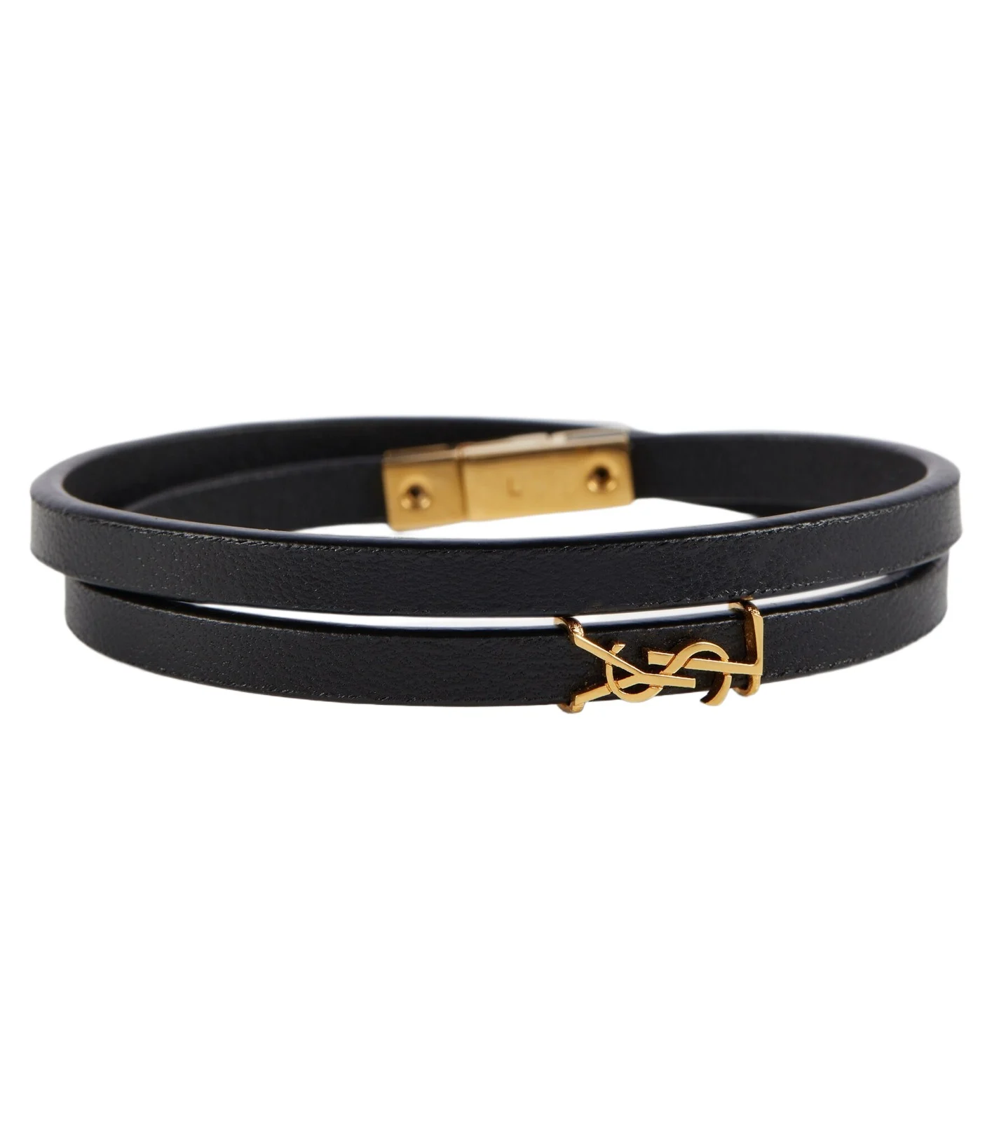 Saint Laurent YSL logo leather bracelet