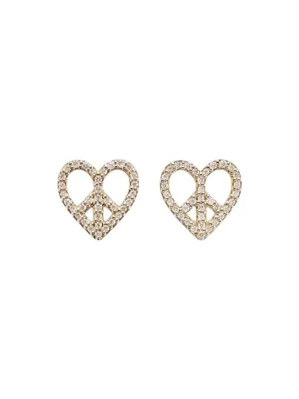 Peace Heart 14kt gold earrings with diamonds Peace Heart 14kt gold earrings with diamonds