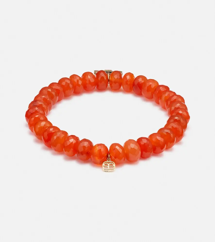 Sydney Evan Daisy 14kt gold and carnelian beaded bracelet | Thumbnail 3