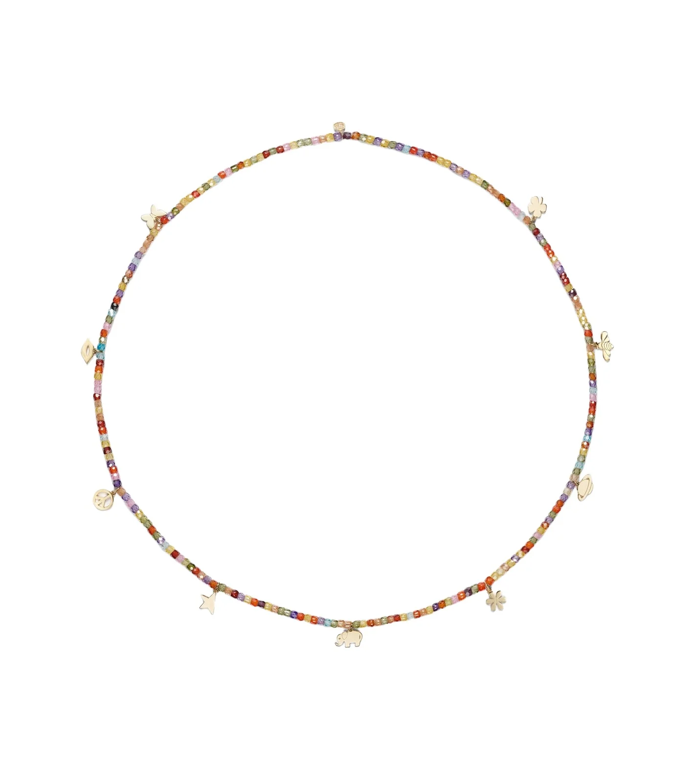 14kt gold beaded charm necklace with zircon 14kt gold beaded charm necklace with zircon