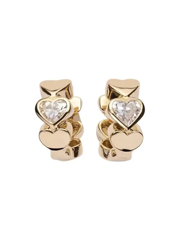 Heart Diamond 14kt gold hoop earrings