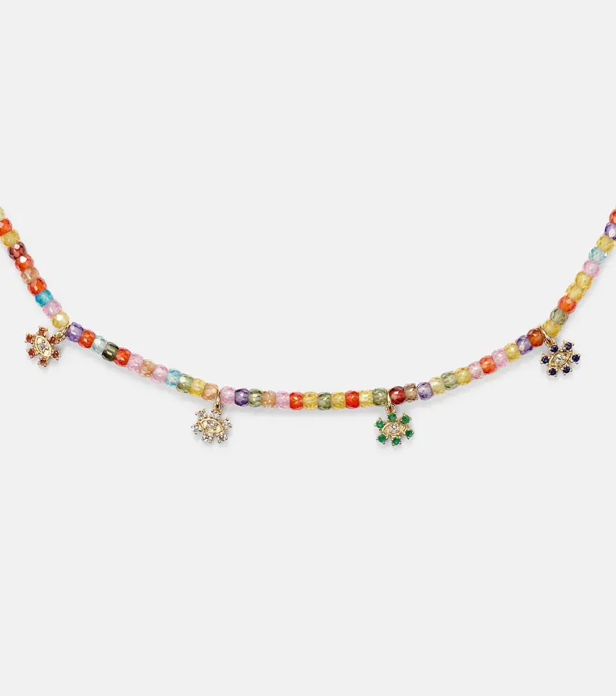 Sydney Evan Evil Eye 14kt gold beaded necklace with diamonds | Thumbnail 2 Sydney Evan Evil Eye 14kt gold beaded necklace with diamonds | Thumbnail 2