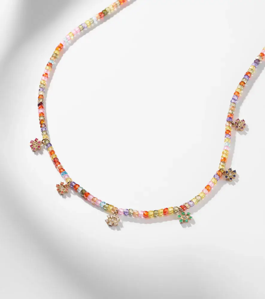 Sydney Evan Evil Eye 14kt gold beaded necklace with diamonds | Thumbnail 5 Sydney Evan Evil Eye 14kt gold beaded necklace with diamonds | Thumbnail 5