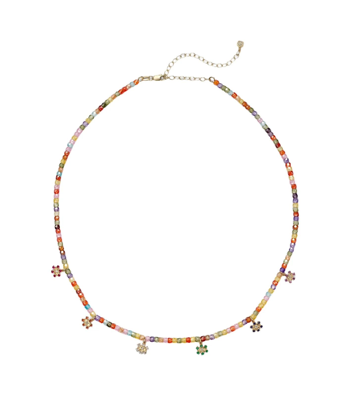 Evil Eye 14kt gold beaded necklace with diamonds Evil Eye 14kt gold beaded necklace with diamonds