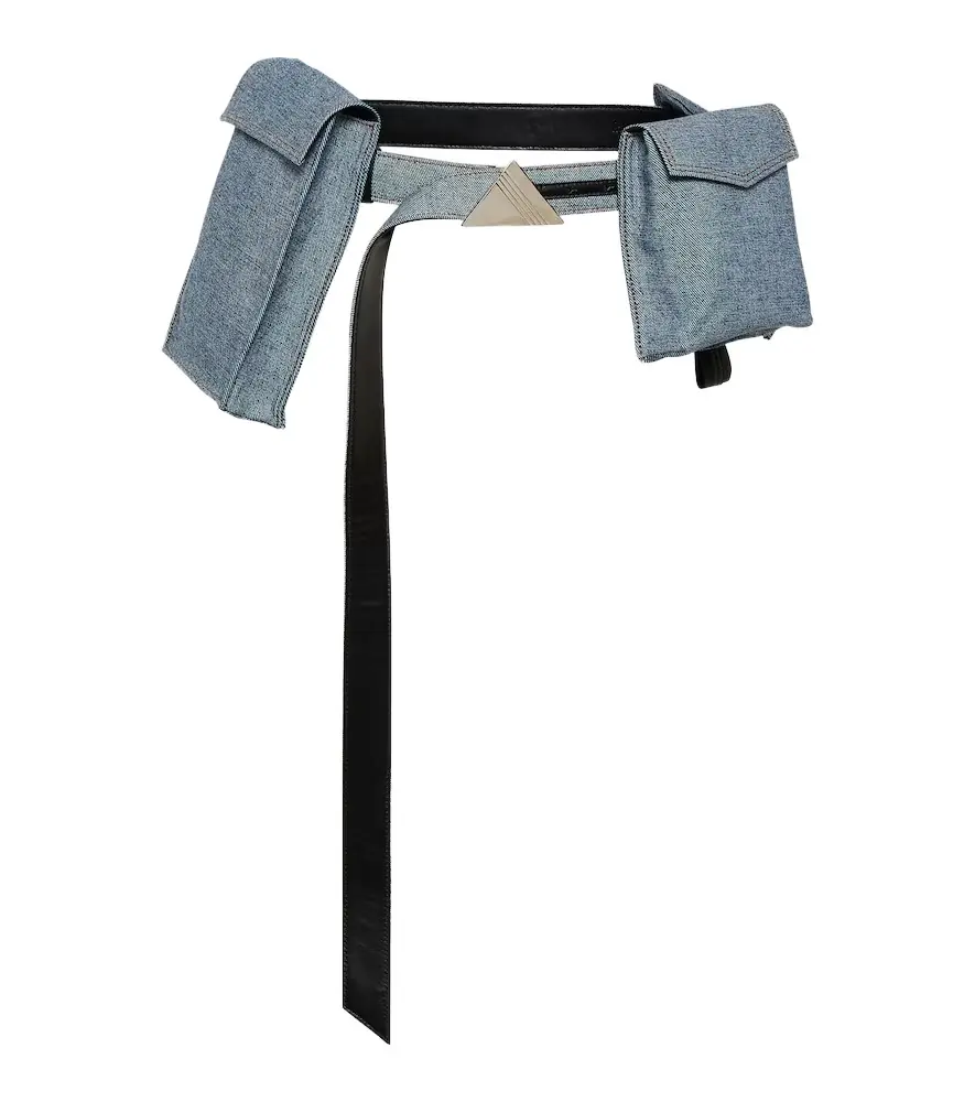 The Attico Denim and leather belt with pockets