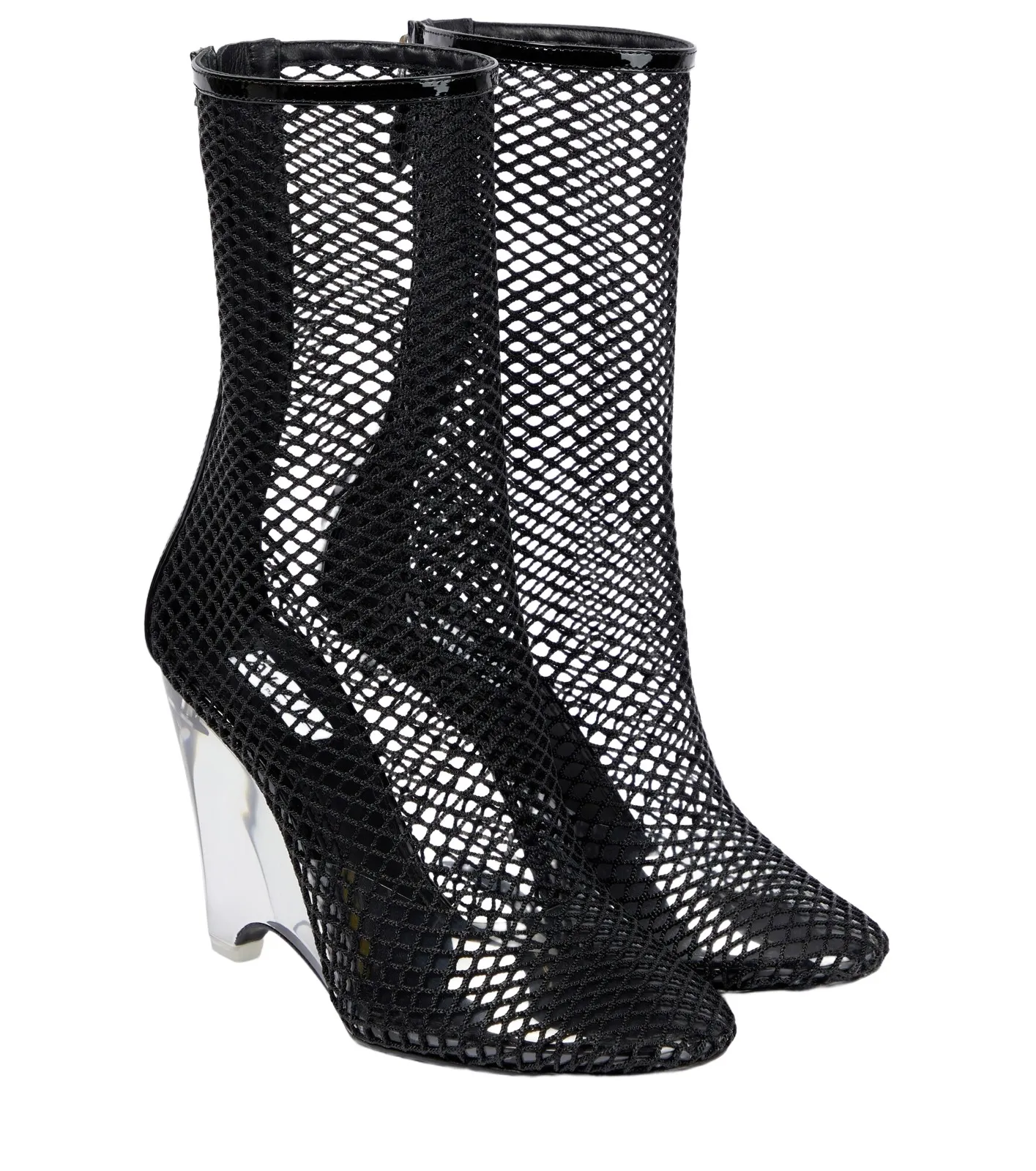 ALAÏA ALAÏA La Cage mesh and PU wedge ankle boots
