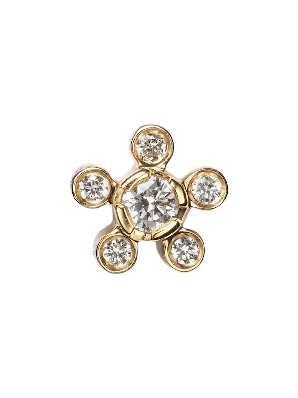 Petit Soleil de Fleur 18kt gold single earring with diamonds