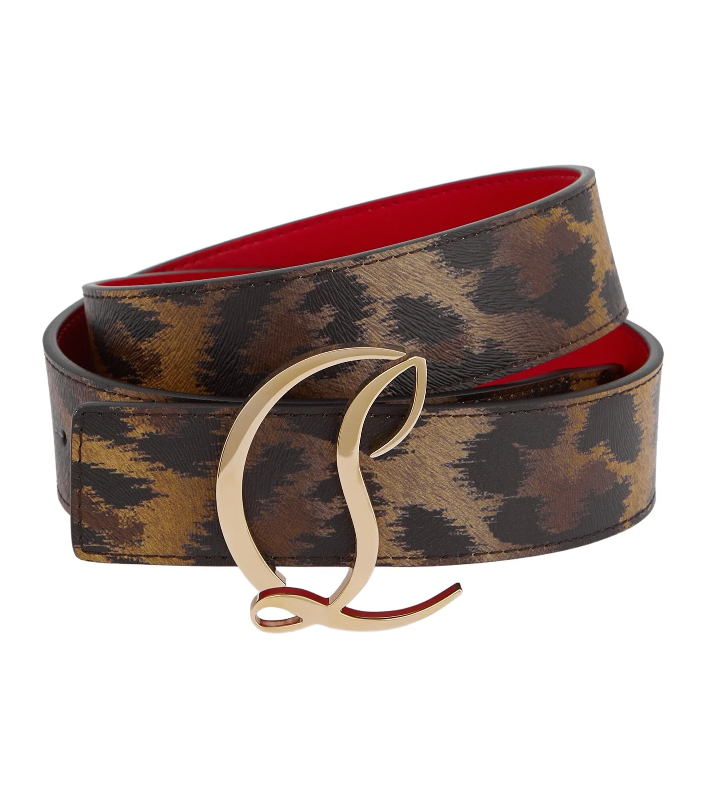 CL logo animal-print leather belt