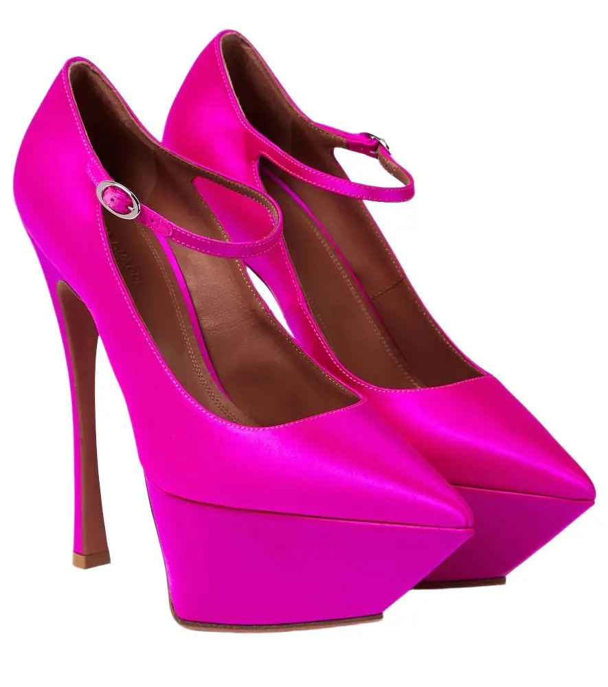 Amina Muaddi Yigit satin platform pumps | Image 1 Amina Muaddi Yigit satin platform pumps | Image 1