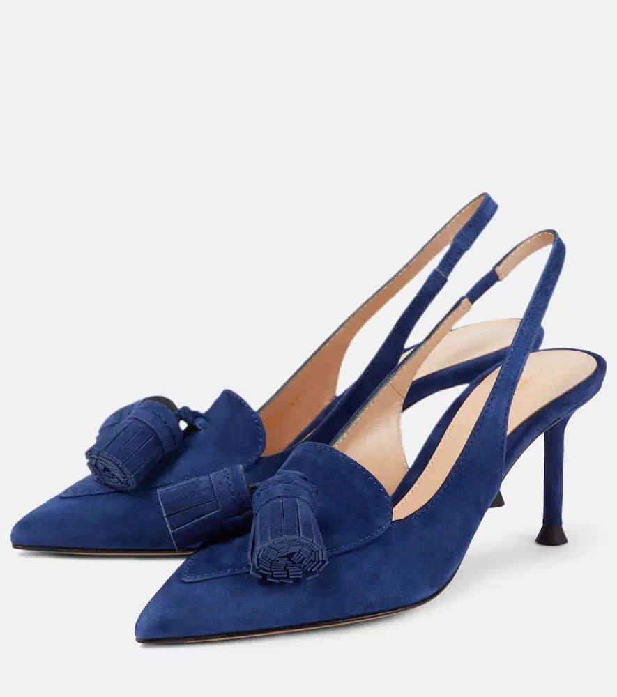 Gianvito Rossi Embellished suede slingback pumps | Thumbnail 4