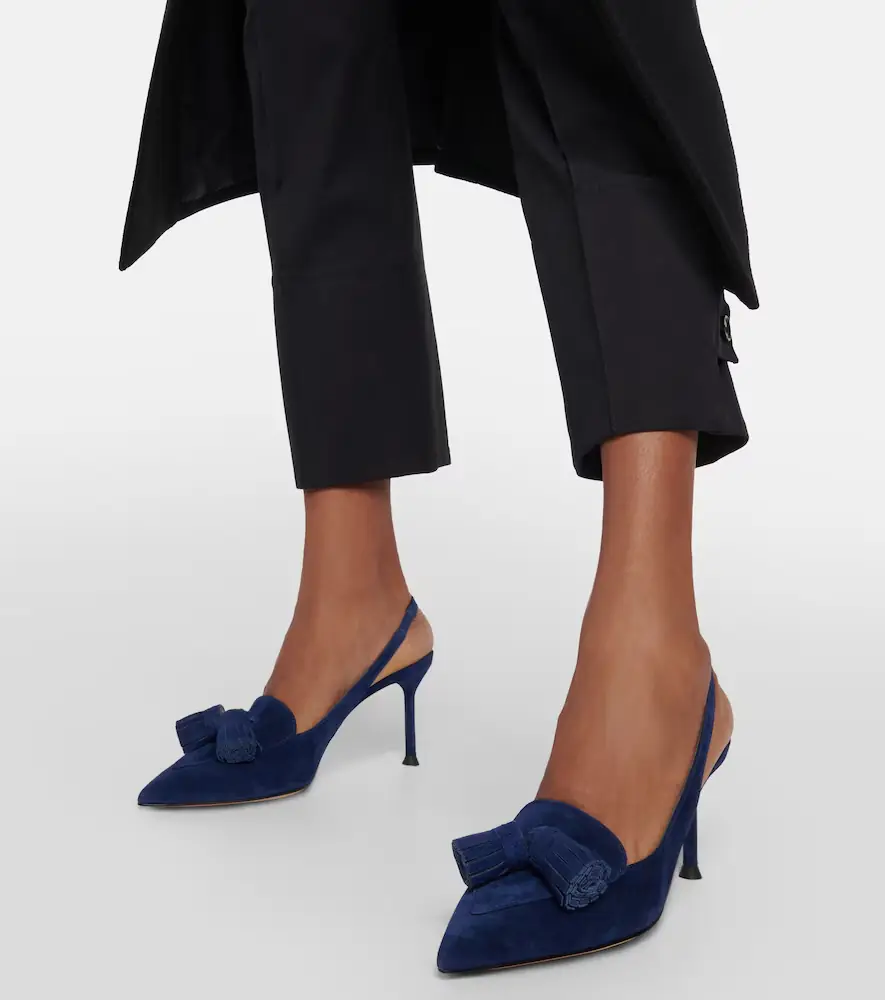Gianvito Rossi Embellished suede slingback pumps | Thumbnail 5
