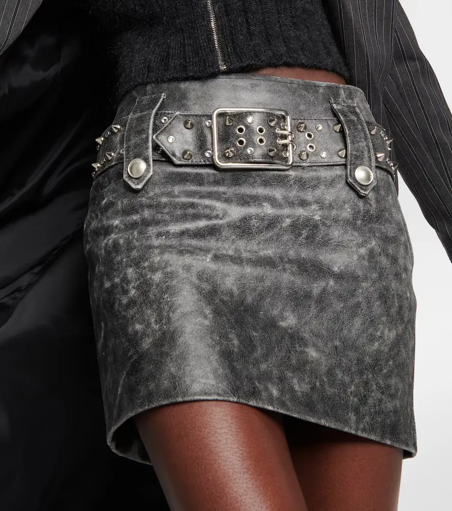 Alessandra Rich Belted embellished leather miniskirt | Thumbnail 2 Alessandra Rich Belted embellished leather miniskirt | Thumbnail 2