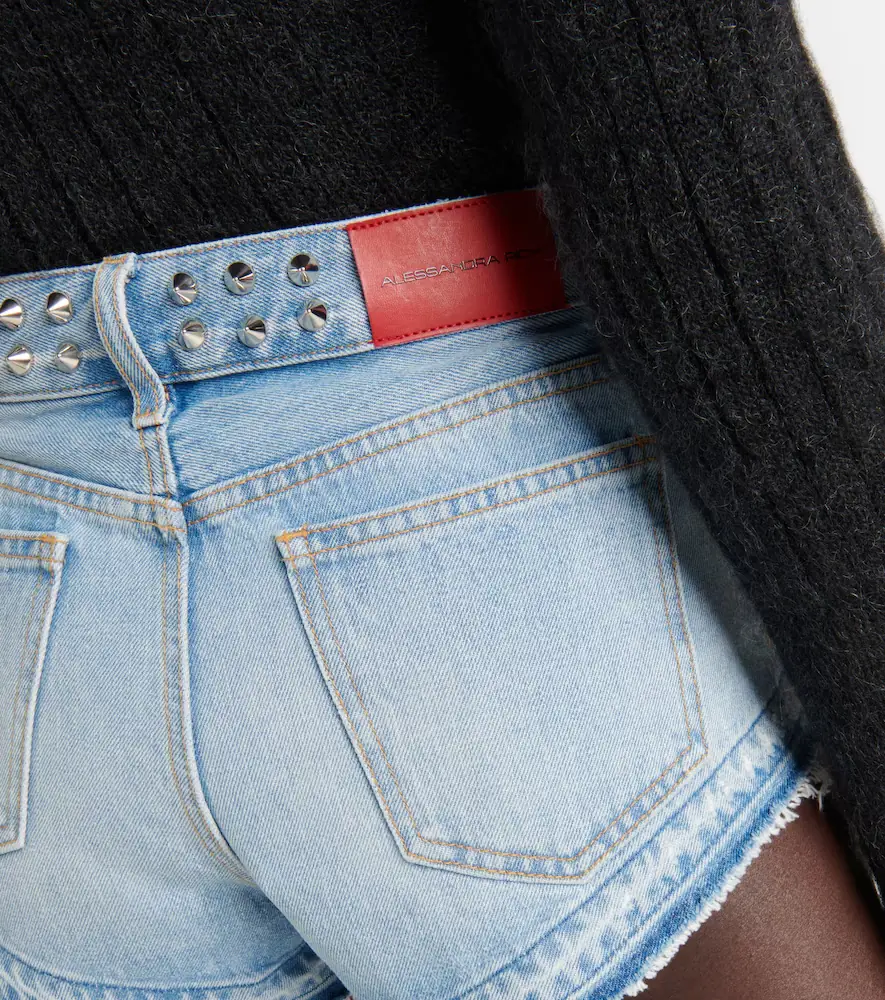 Alessandra Rich Embellished mid-rise denim shorts | Thumbnail 4