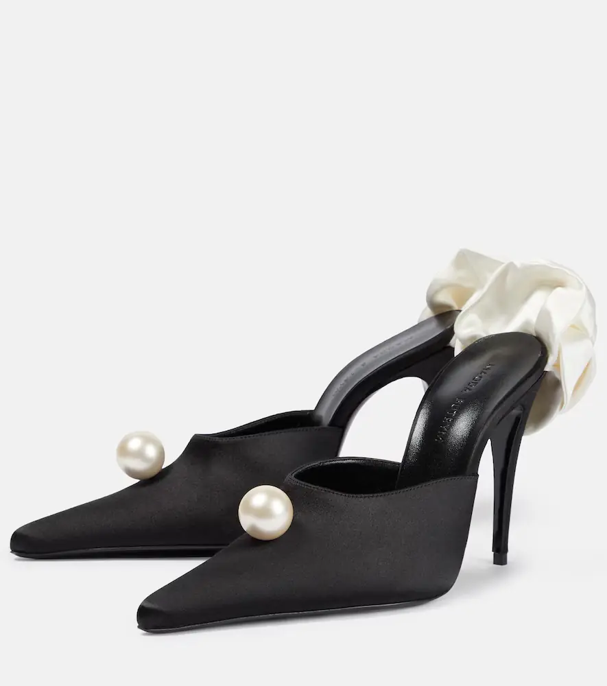 Magda Butrym Appliqué embellished satin mules | Thumbnail 3