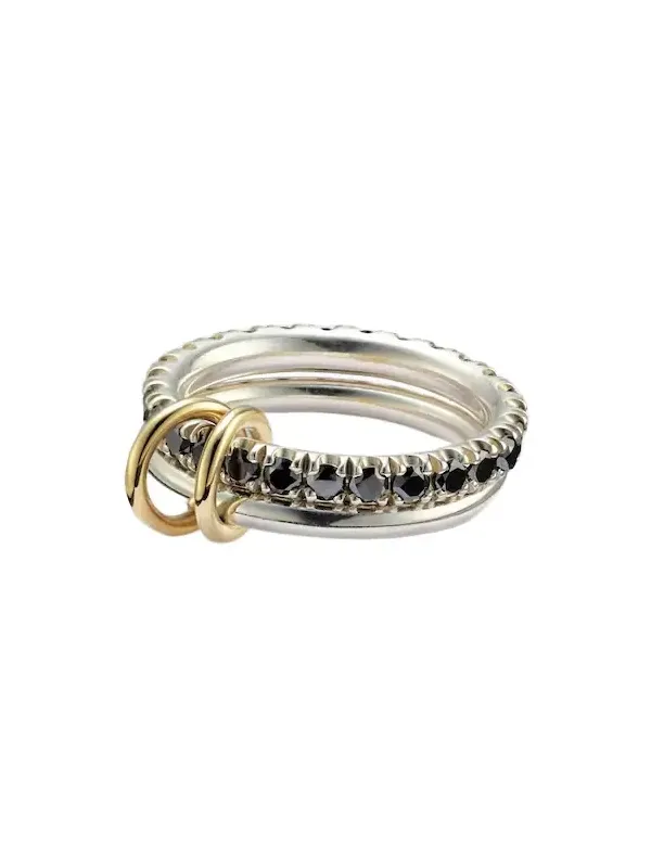 Spinelli Kilcollin Enzo sterling silver and 18kt gold ring with black diamonds