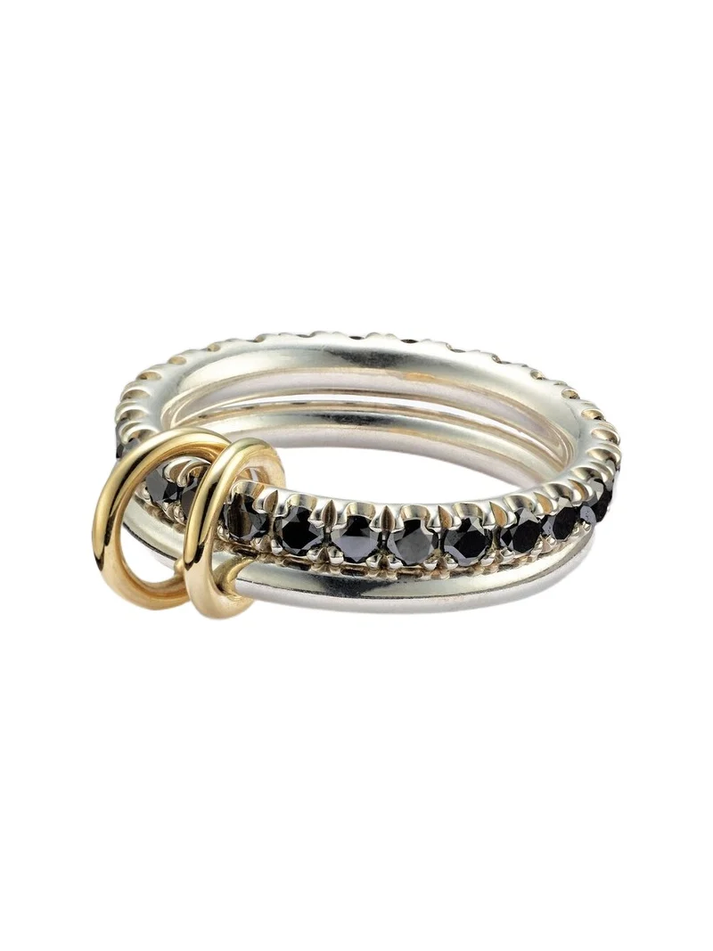 Enzo sterling silver and 18kt gold ring with black diamonds Enzo sterling silver and 18kt gold ring with black diamonds