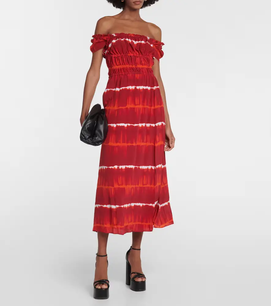 Altuzarra Printed off-shoulder silk midi dress | Thumbnail 4