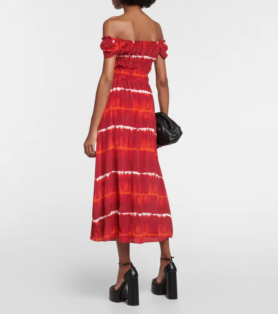 Altuzarra Printed off-shoulder silk midi dress | Thumbnail 5