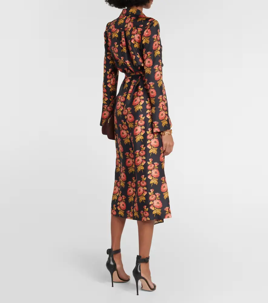 Etro Floral silk twill midi wrap dress | Thumbnail 5