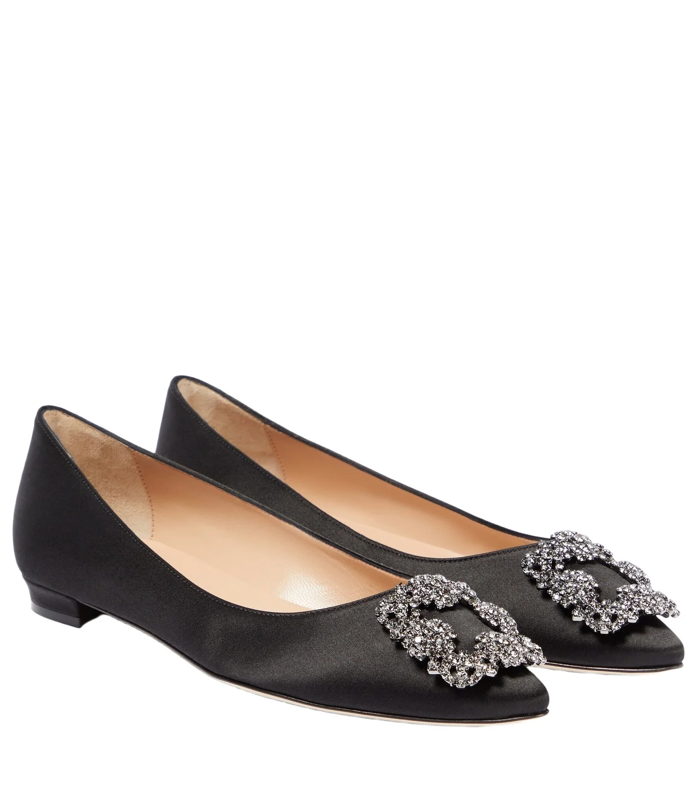Manolo Blahnik Hangisiflat embellished satin ballet flats