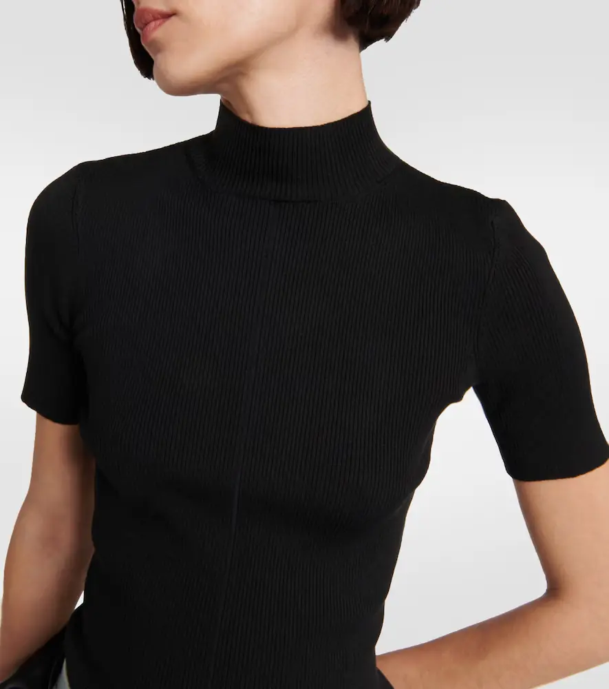Oscar de la Renta Ribbed-knit silk-blend top | Thumbnail 4