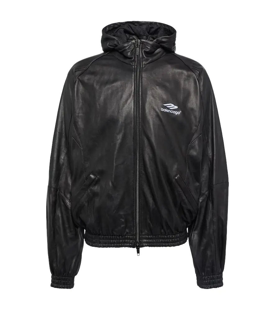 Balenciaga 3B Sports Icon leather track jacket | Image 1 Balenciaga 3B Sports Icon leather track jacket | Image 1