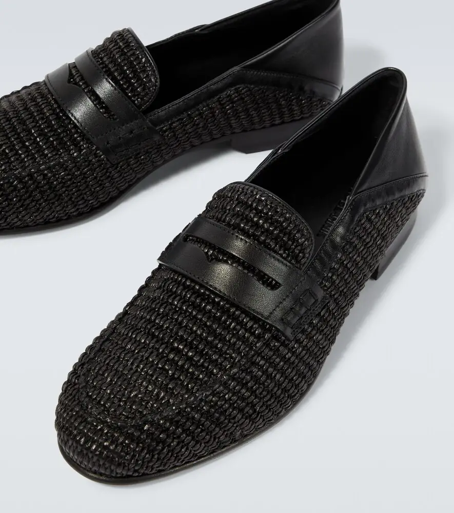 Manolo Blahnik Padstow raffia and leather loafers | Thumbnail 3