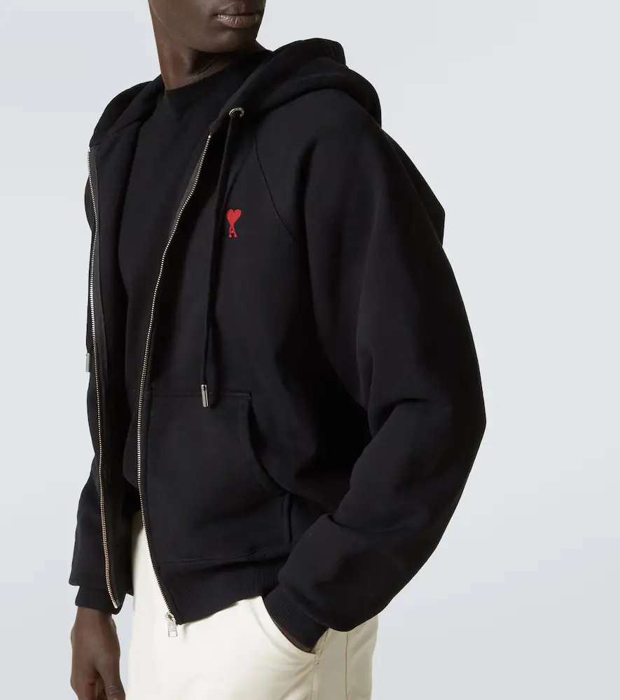 AMI PARIS Ami De Caur cotton jersey zip-up hoodie | Thumbnail 3